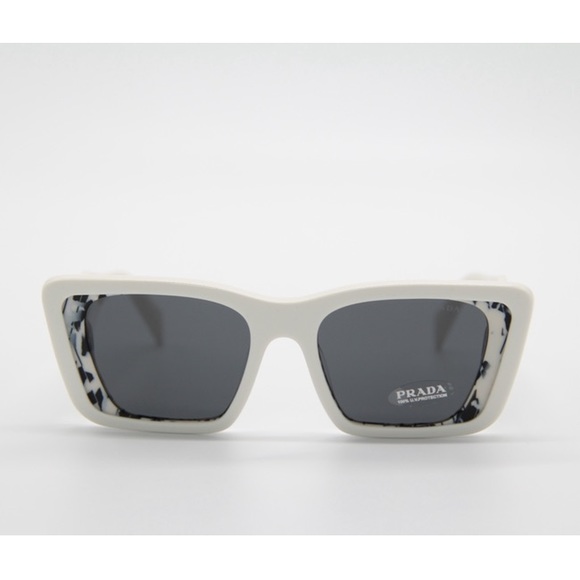 NEW PRADA SPR08Y 02V-5S0 WHITE CAT EYE SUNGLASSES PR 08YS EYEWEAR PRADA PR08YS - Picture 3 of 12